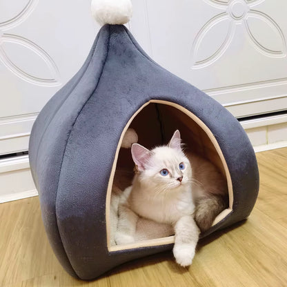 Cartoon Cute Cat Bed Kitten Soft Wool Basket for Small Medium Warm Rabbit Cozy Pet Dog Soft Nest Kitten Home Sleeping Bag Animal