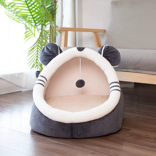 Cartoon Cute Cat Bed Kitten Soft Wool Basket for Small Medium Warm Rabbit Cozy Pet Dog Soft Nest Kitten Home Sleeping Bag Animal