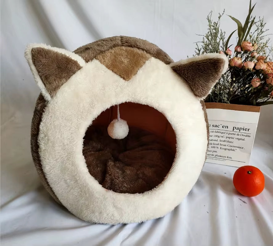 Cartoon Cute Cat Bed Kitten Soft Wool Basket for Small Medium Warm Rabbit Cozy Pet Dog Soft Nest Kitten Home Sleeping Bag Animal